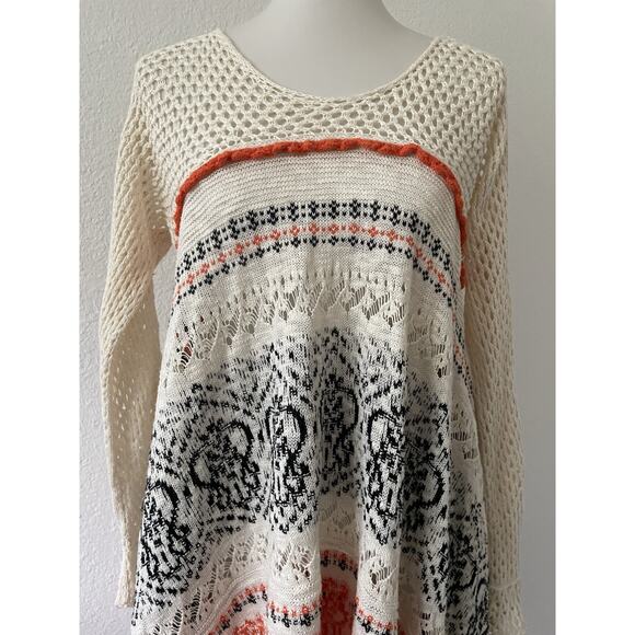 Anthropologie Sleeping on Snow Dress Crochet Asymmetric Print Knit - Picture 3 of 14